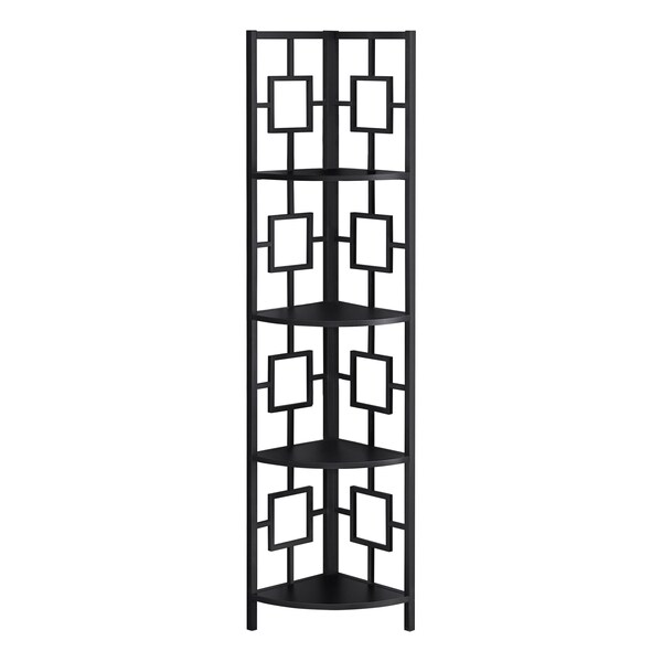 Monarch Specialties Bookshelf, Bookcase, Etagere, Corner, 4 Tier, 62"H, Office, Bedroom, Metal, Laminate, Black I 3610 - main